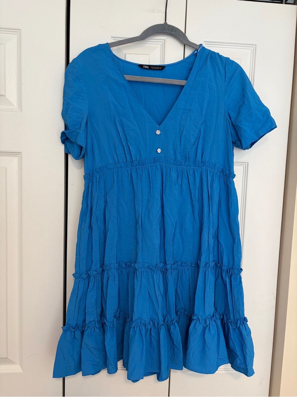 Zara Blue Tiered V-Neck Dress